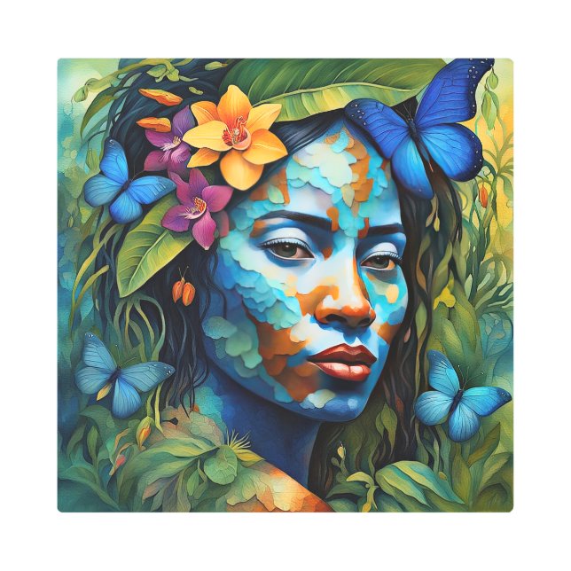 "Yarumi"蘭の精神 – アマゾニアの女性 メタルプリント (正面)