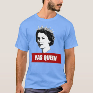YAS QUEEN Elizabeth IIイングランドミーム英国クラウン Tシャツ