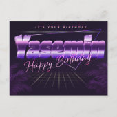 Yasemin Name Vorname lila Postkarte Geburtstag ポストカード (正面)