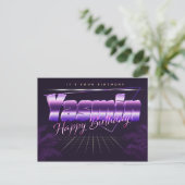 Yasmin Name Vorname lila Postkarte Geburtstag ポストカード (スタンド正面)