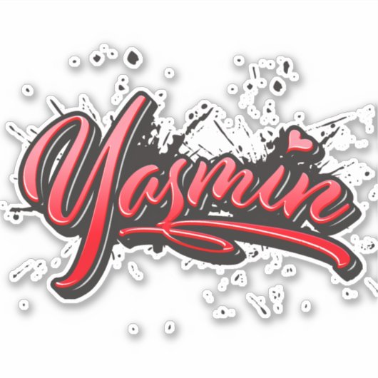 Yasmin red Heart Graffiti Aufkleber Sticker シール (正面)
