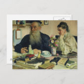 Yasnaya Polyanaの彼の妻を持つレフ・トルストイ ポストカード (正面/裏面)