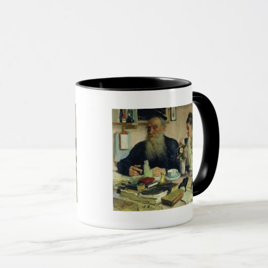 Yasnaya Polyanaの彼の妻を持つレフ・トルストイ マグカップ (正面右)
