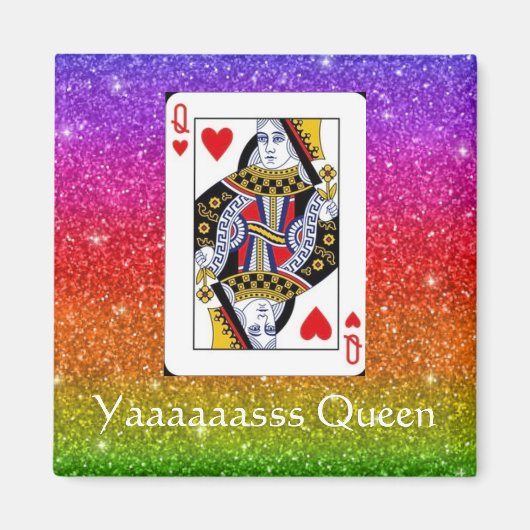 Yassss Queen Rainbow Glitter Magnet マグネット (正面)