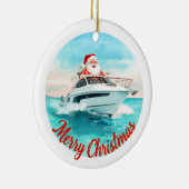 Yatch Merry Christmas Santa Sailing on a Yacht セラミックオーナメント (右)