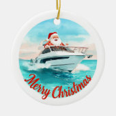 Yatch Merry Christmas Santa Sailing on a Yacht セラミックオーナメント (正面)