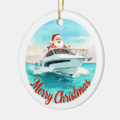 Yatch Merry Christmas Santa Sailing on a Yacht セラミックオーナメント (左)