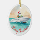 Yatch Merry Christmas Santa Sailing on a Yacht セラミックオーナメント (右)