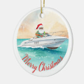 Yatch Merry Christmas Santa Sailing on a Yacht セラミックオーナメント (左)