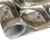 Yawning Groundhog Wearing a Nightcap ラッピングペーパー (ロールコーナー)