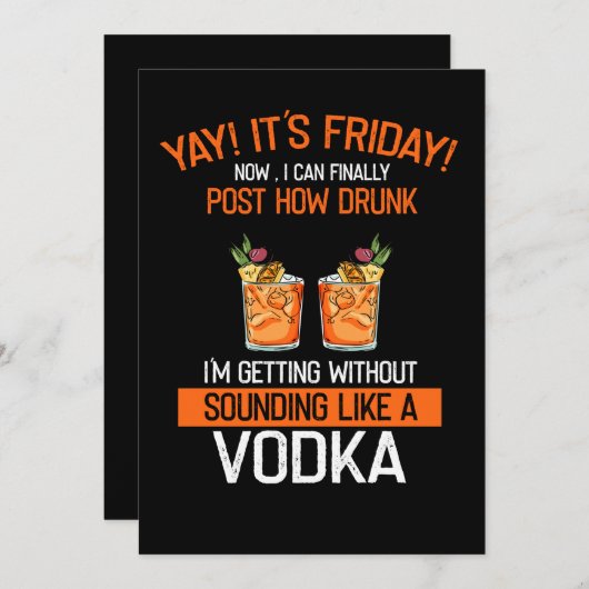 YayそのFriyay今どのようにVodkaをポストすることができ飲る 招待状 (正面/裏面)