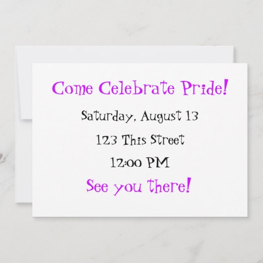 Yayゲイプライドの4匹の招待状 招待状 (裏面)