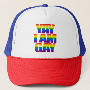 Yay私はゲイプライド幸せなLGBTの虹の旗LGBTQです キャップ