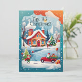 Yay It's Christmas Santa Winterホリデーカード シーズンカード (スタンド正面)