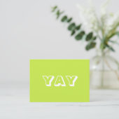 YAY, OMG, Oh My Gosh, God, lime green white card アドバイスカード (スタンド正面)