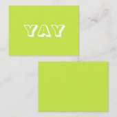 YAY, OMG, Oh My Gosh, God, lime green white card アドバイスカード (正面/裏面)