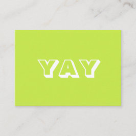 YAY, OMG, Oh My Gosh, God, lime green white card アドバイスカード