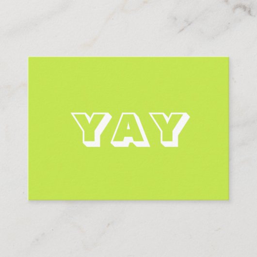 YAY, OMG, Oh My Gosh, God, lime green white card アドバイスカード (正面)