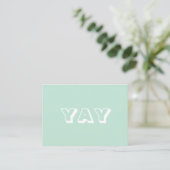 YAY, OMG, Oh My Gosh, God, mint green white card アドバイスカード (スタンド正面)