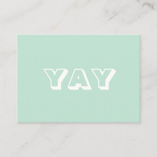 YAY, OMG, Oh My Gosh, God, mint green white card アドバイスカード (正面)