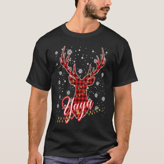 Yaya Reindeer Family Matching Pyjama Christmas Tシャツ (正面)