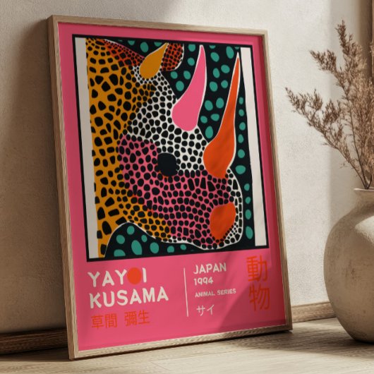 Yayoi Kusama Abstract Rhino Colorful Exhibition ポスター