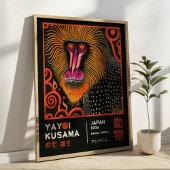 Yayoi Kusama Monkey Illustration Retro Exhibition ポスター