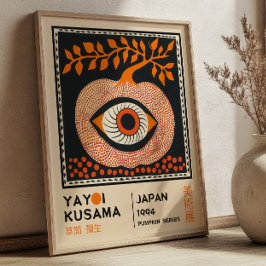 Yayoi Kusama Stylized Pumpkin Retro Exhibition ポスター