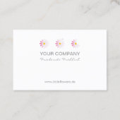 ♥ YBee *小さな花*ピンクのデイジーモダン. 名刺 (裏面)