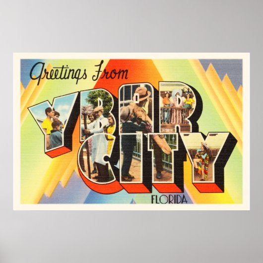 Ybor City Florida FL旧ヴィンテージ旅行お土産 ポスター (正面)