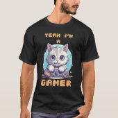 Yeah I m A Gamer Gaming Cute Cat Amine Tシャツ (正面)