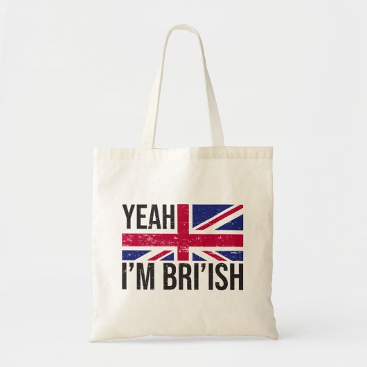 Yeah I'm British How Would You Knowミーム トートバッグ (正面)