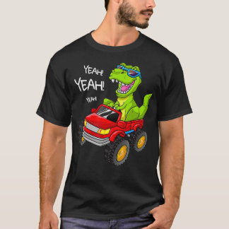 Yeah TRe Monster Truck  Birthday Boy Dinosaur Dino Tシャツ