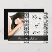 Year~の白くクラシカルな卒業の発表 招待状 (正面/裏面)