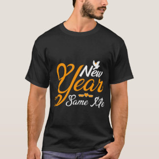 "Year" ゴールド手書き風ハートタイポグラフィ Tシャツ