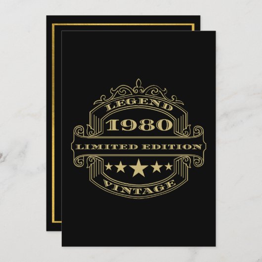 Year 1980 Personalized Birthday Party Invitation 招待状 (正面/裏面)