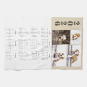 Year 2026 Calendar Dog Pet 4 Photo Collage キッチンタオル (横)