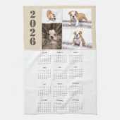 Year 2026 Calendar Dog Pet 4 Photo Collage キッチンタオル (縦)