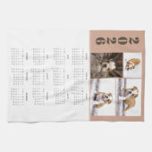 Year 2026 Calendar Dog Pet 4 Photo Collage キッチンタオル (横)