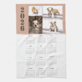 Year 2026 Calendar Dog Pet 4 Photo Collage キッチンタオル (縦)
