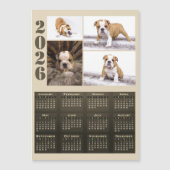 Year 2026 Calendar Dog Pet 4 Photo Collage Magnet (正面)
