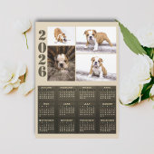 Year 2026 Calendar Dog Pet 4 Photo Collage Magnet