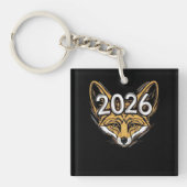 Year 2026 Fennec Fox Mascot - Bold New Year Design キーホルダー (正面)