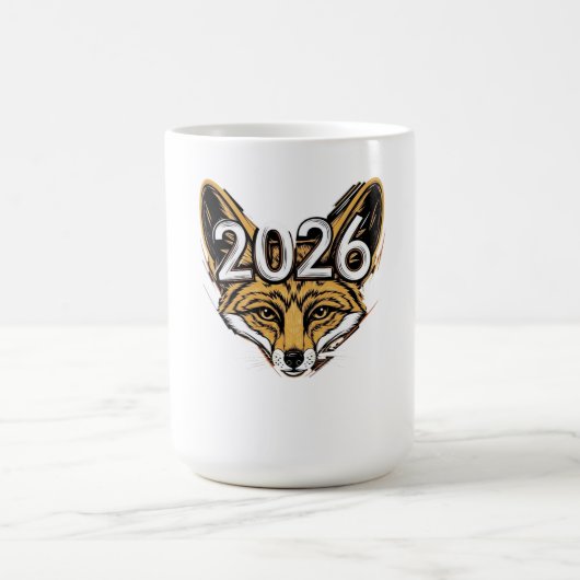 Year 2026 Fennec Fox Mascot - Bold New Year Design コーヒーマグカップ (中央)