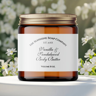 Year Established White Body Butter Jar Label ペットボトルラベル