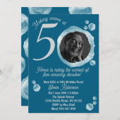 Year Fifty Water Bubbles Birthday Party Invitation 招待状 (正面/裏面)