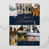 Year in Moments家族の写真コラージクリスマス 箔シーズンカード (正面)