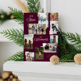 Year in Moments家族の写真コラージクリスマス 箔シーズンカード