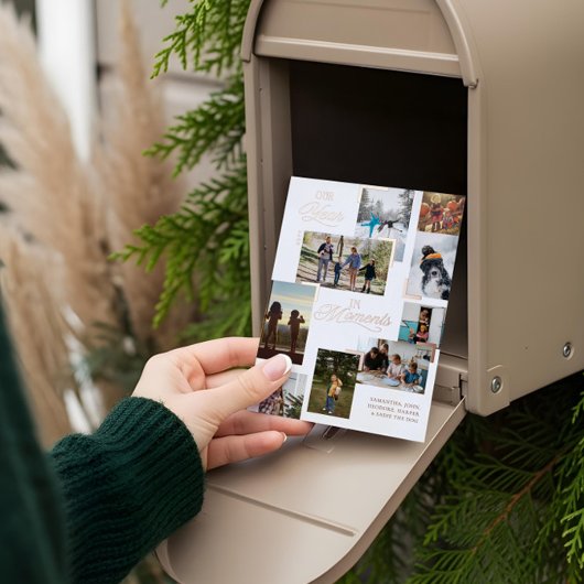 Year in Moments家族の写真コラージクリスマス 箔シーズンカード