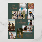 Year in Moments家族の写真コラージクリスマス 箔シーズンカード (正面)